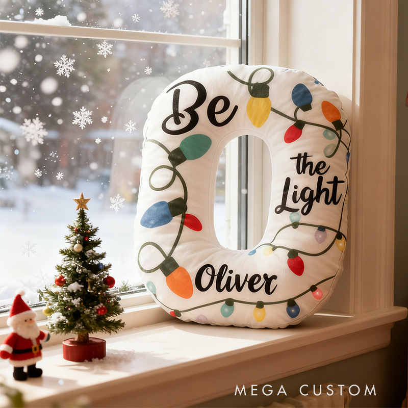 Personalized Be the Light Christmas Letter Pillow with Custom Name Kid Room Decor Religious Gift for Kid Christian Gift for Christmas Graphic 3D Print