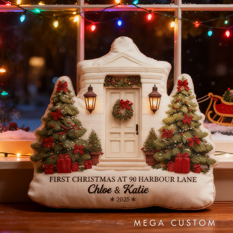 Personalized First Christmas New Home Throw Pillow First Home Pillow Custom House Address Pillow New Home Gift Christmas Gift Housewarming Gift