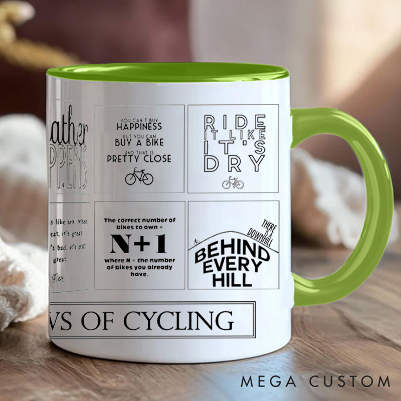 Personalized Cycling Laws Mug Mountain Bike Gifts Colourful Mug for Biker Friend Birthday for Him or Her for Biker Cycling Riding Lovers