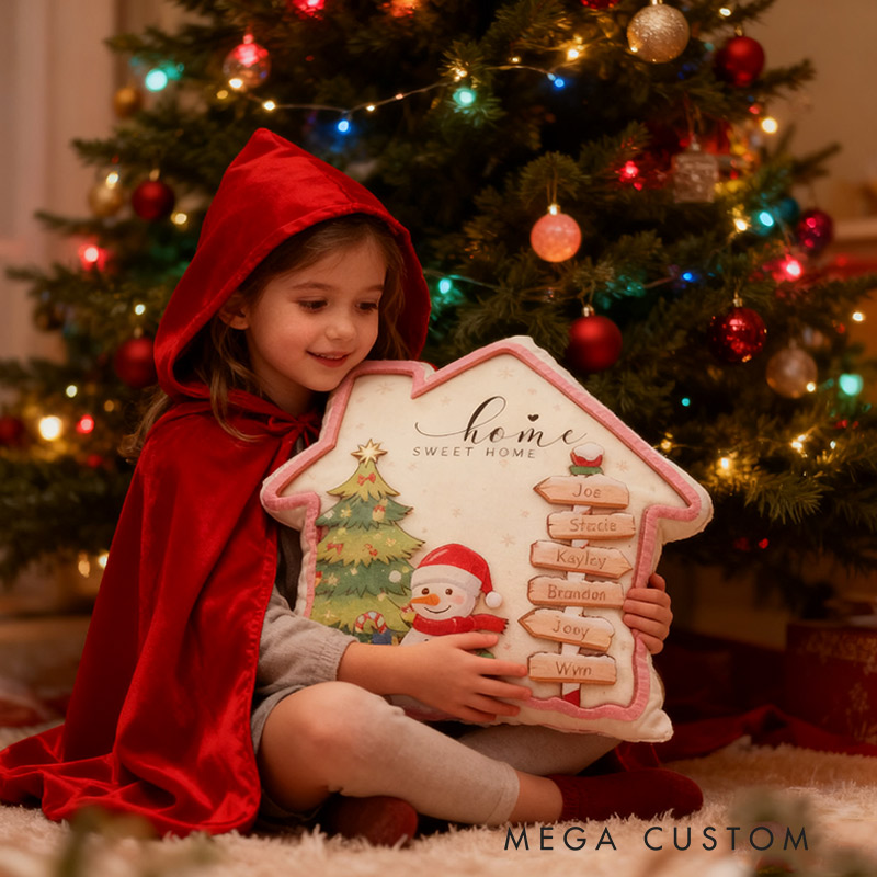 Personalized Family House 2025 Christmas Pillow Custom Family Name Christmas Holiday Throw Pillows Housewarming Gift