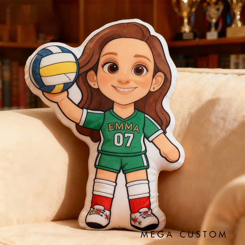 Personalized Volleyball Player Pillow with Custom Name and Number Design