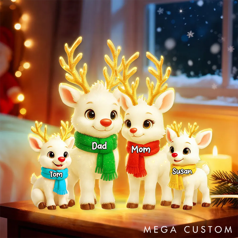 Personalized Festive Reindeer Family Members Light Box for Family