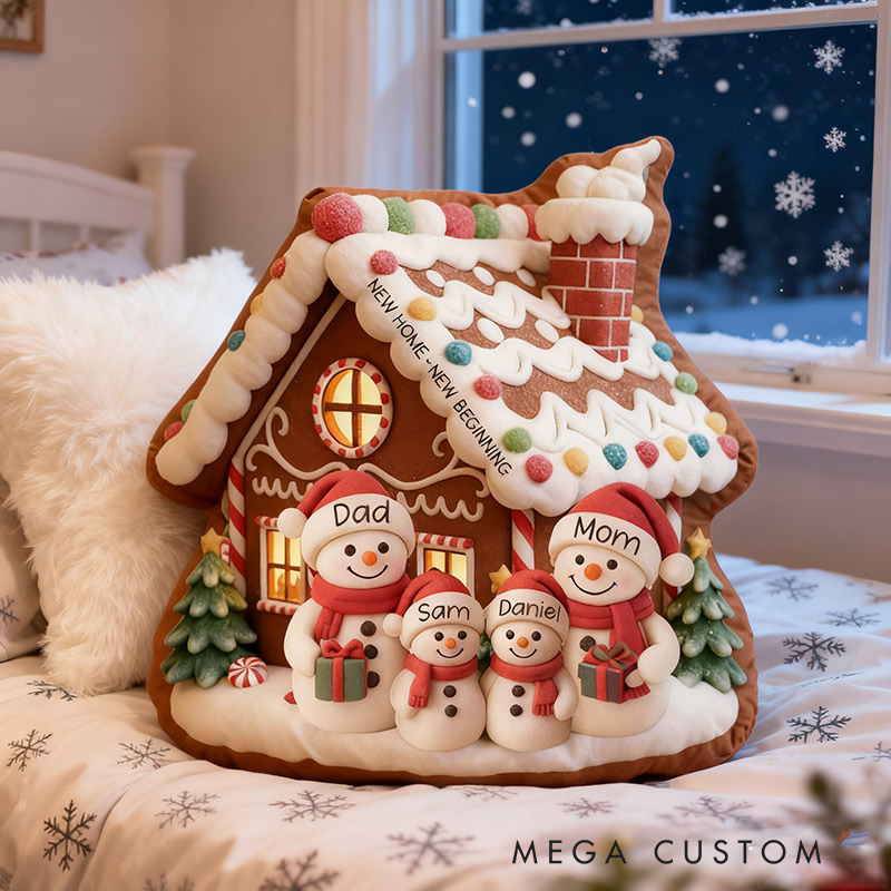 Personalized Family House Pillow Custom Family Name Christmas Holiday Throw Pillows Housewarming Gift