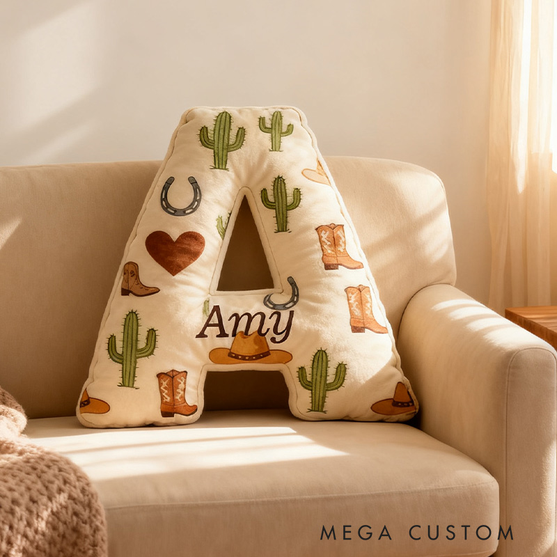 Personalized Western Wanderer Initial Pillow Graphic 3D Print Pillow for Travel Lovers