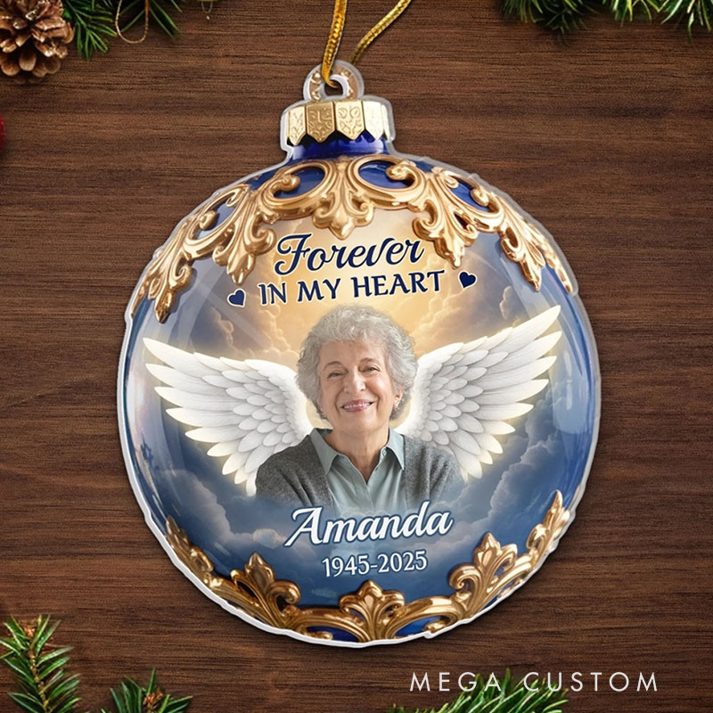 Personalized Christmas Memorial Sympathy Gifts for Loss of Loved One Held in Gentle Memory Custom Photo Acrylic Ornament