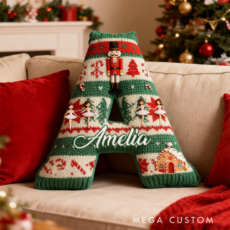 Personalized Nutcracker Ballet Warmth Alphabet Shaped Pillow for Dance Lovers Initial Pillow Christmas Gift for Kids