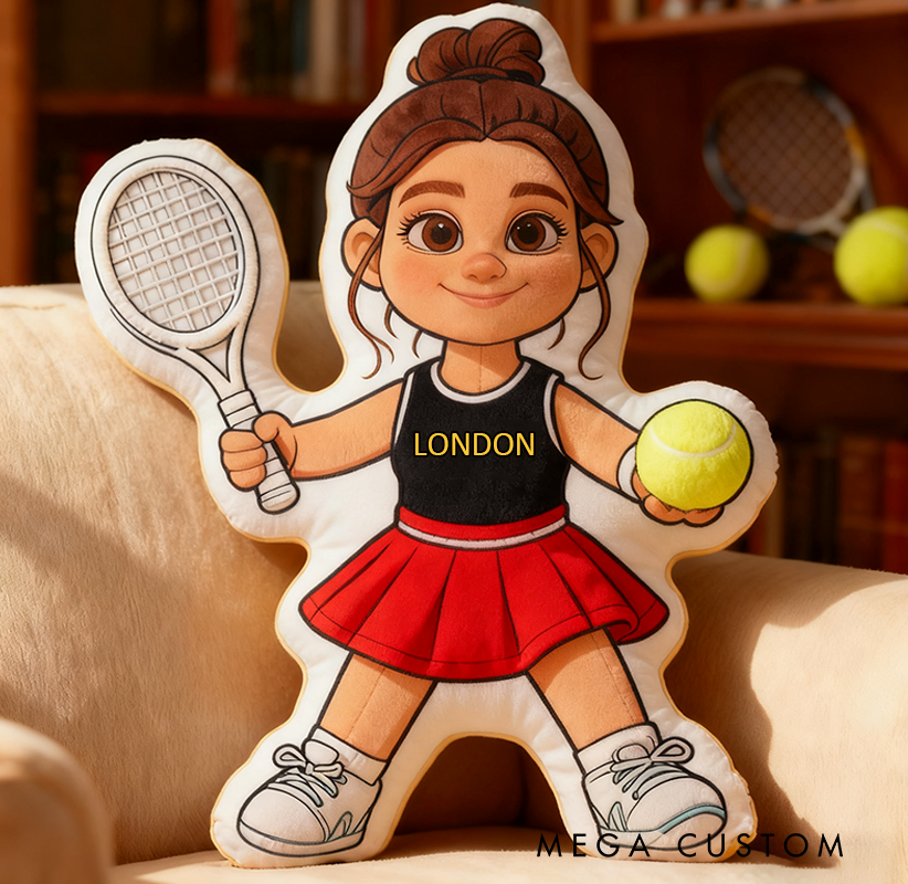 Personalized Graphic3DPrint Girl Tennis Pillow with Custom Name for Tennis Fans