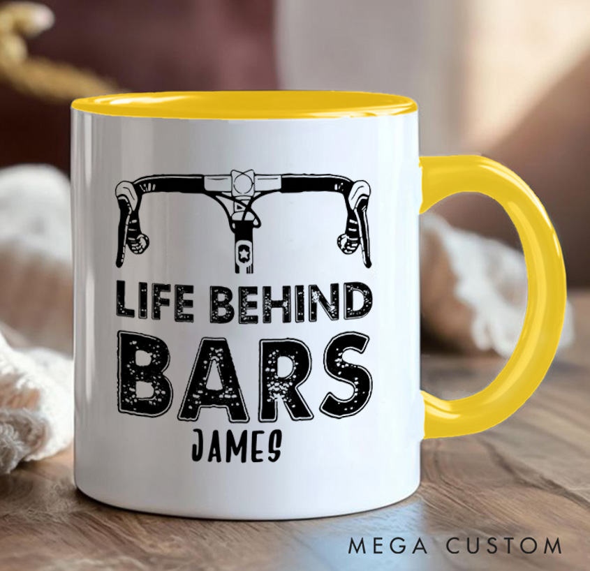 Personalized Life Behind Bars Mug Funny Biker Mugs Biker Gifts Cyclist Mug Women Cyclist Joke Bike Gift For Cyclistsfor Biker Cycling Riding Lovers