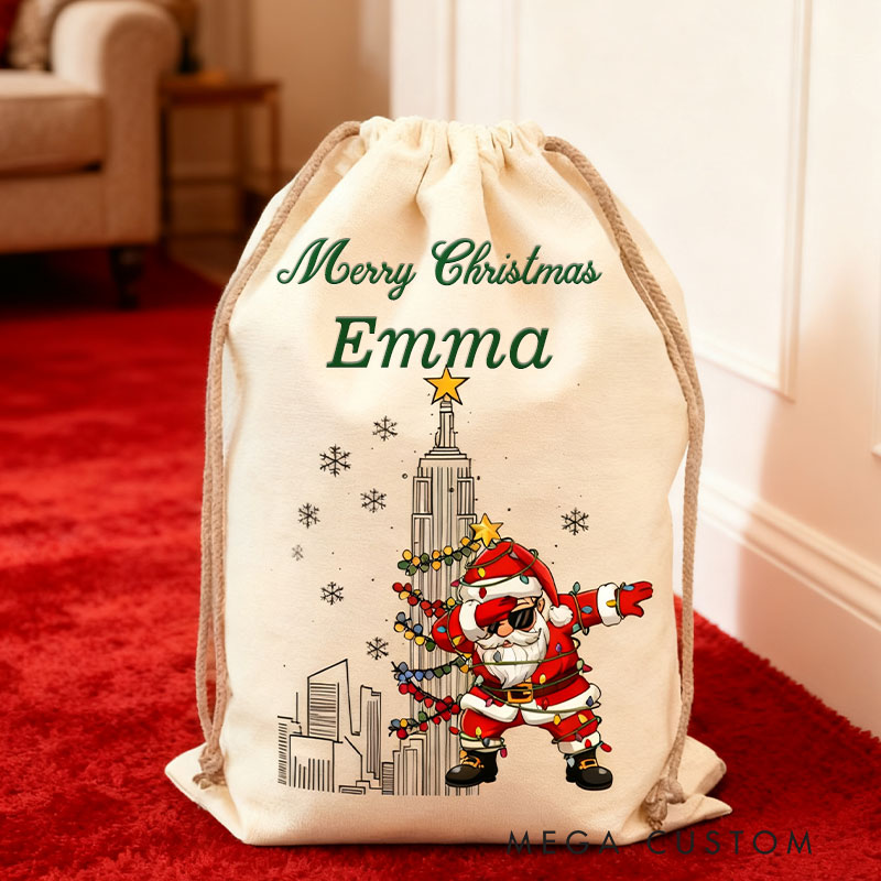 Personalized Empire State Santa Sack Christmas Sack for Travel Lovers
