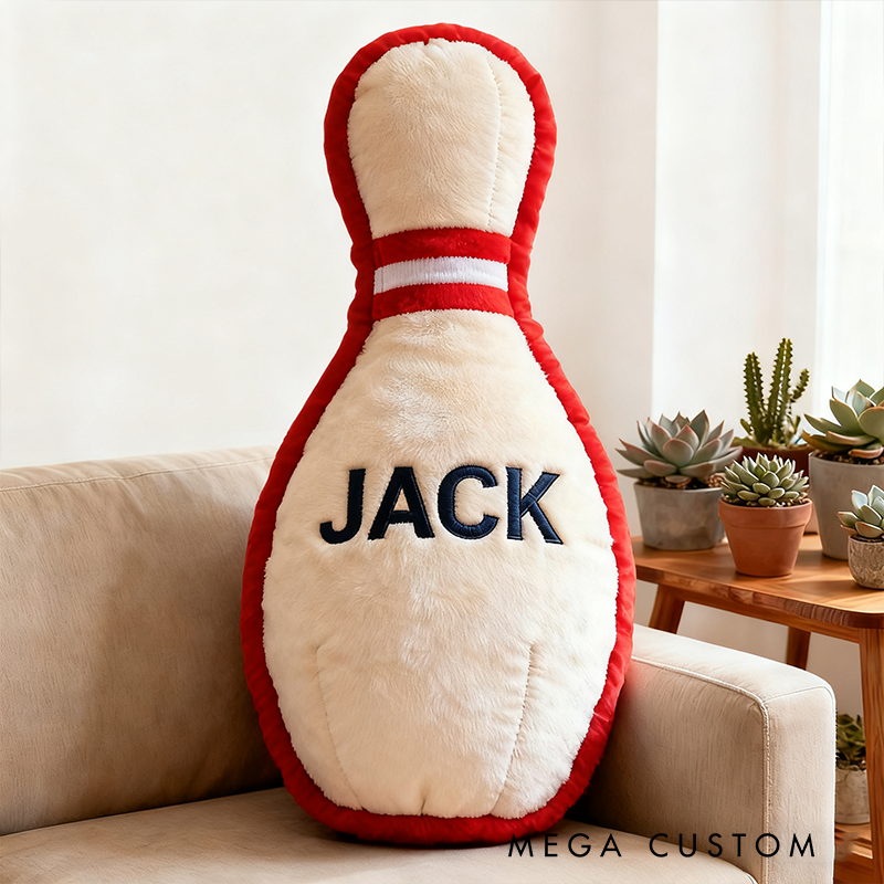Personalized Bowling Pin Pillow with Custom Name Fun and Striking Decor for Bowling Lovers