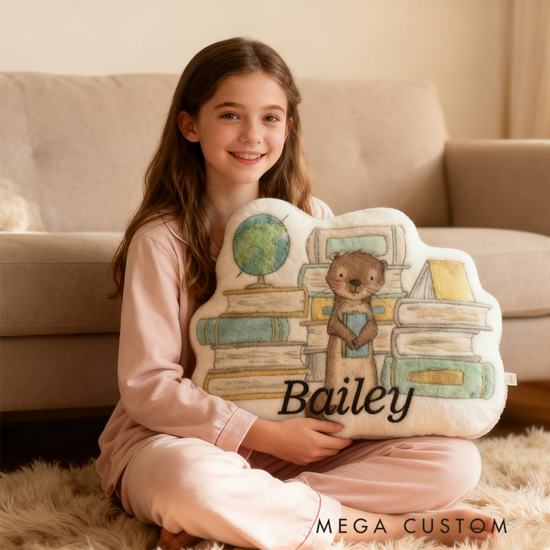 Personalized Library Critter Pillow Graphic 3D Print Gift for Reading Lovers