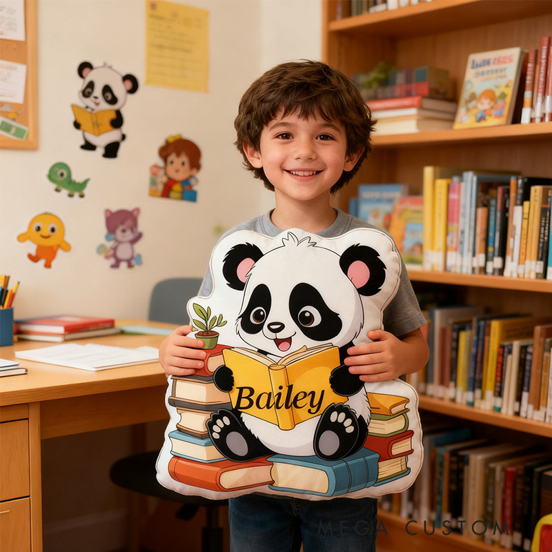 Personalized Cute Panda Pages Pillow Graphic 3D Print Gift for Reading Lovers