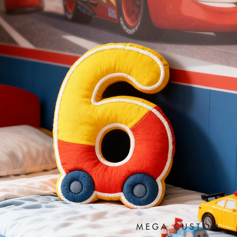 Personalized Cute Car Number Graphic 3D Print Pillow Christmas Gift for Kids Birthday Gift
