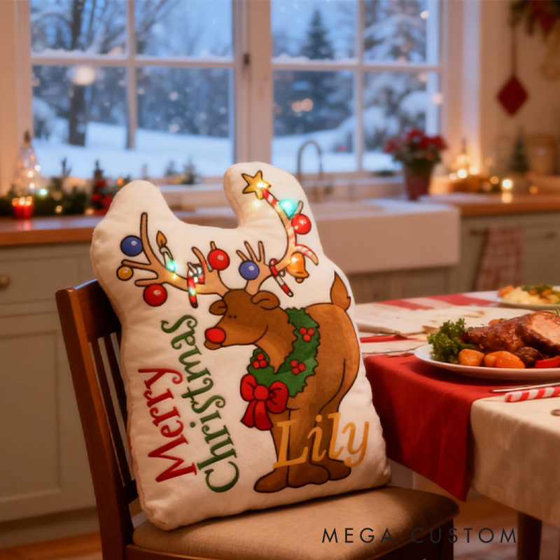 Personalized Reindeer Cheer Christmas Pillow Graphic 3D Print Pillow for Travel Lovers