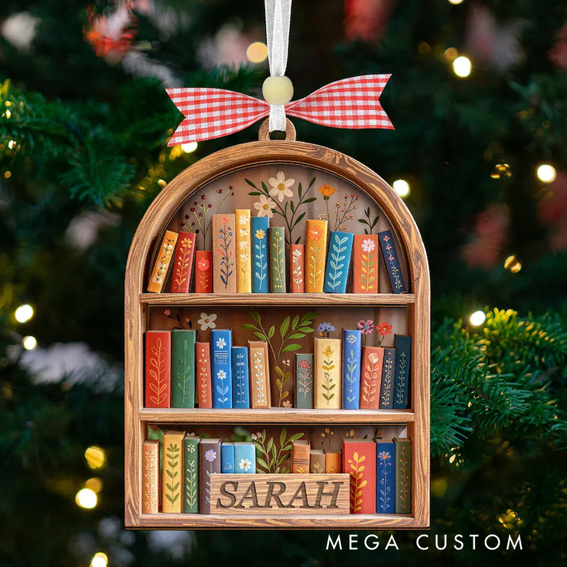 Personalized Christmas Book Ornament for Book Club 2D Acrylic with Name Bookshelf Decor 2025 Book Ornament Tree Decor for Readers
