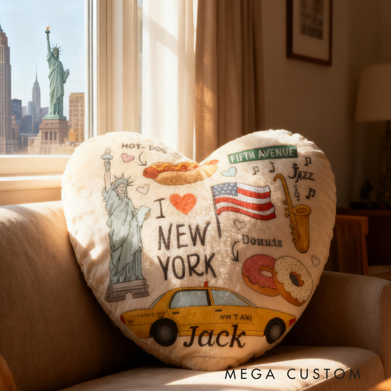 Personalized New York Heartbeat Pillow Graphic 3D Print Pillow for Travel Lovers