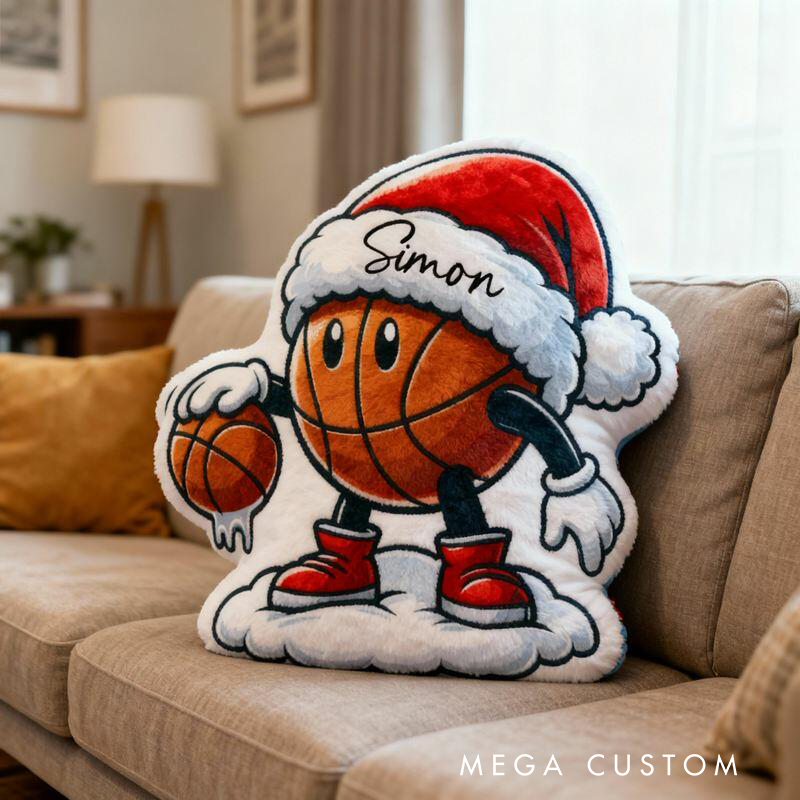 Personalized Christmas Basketball Pillow with Custom Name Design
