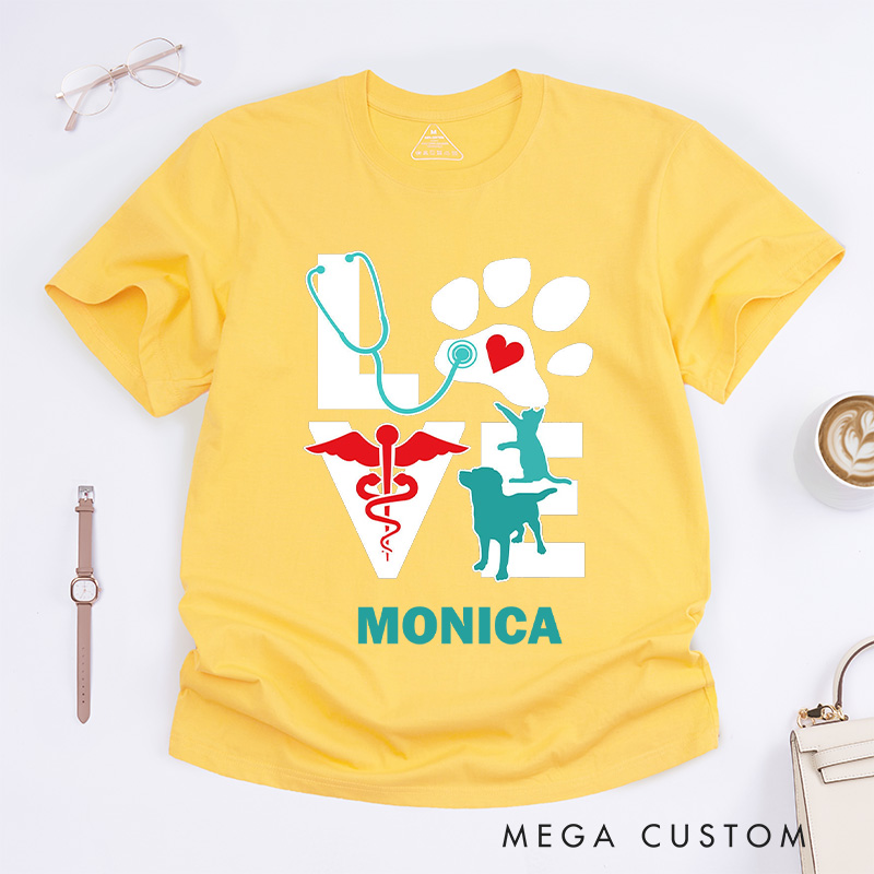 Personalized Nurse T-Shirts Love for Veterinary Care Fashion Design T-Shirts