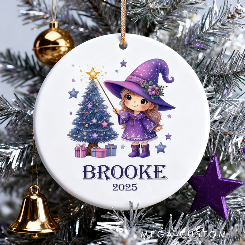 Personalized Wizard Christmas Ornament 2025 Magical Holiday Keepsake Girls and Boys Name Ornament