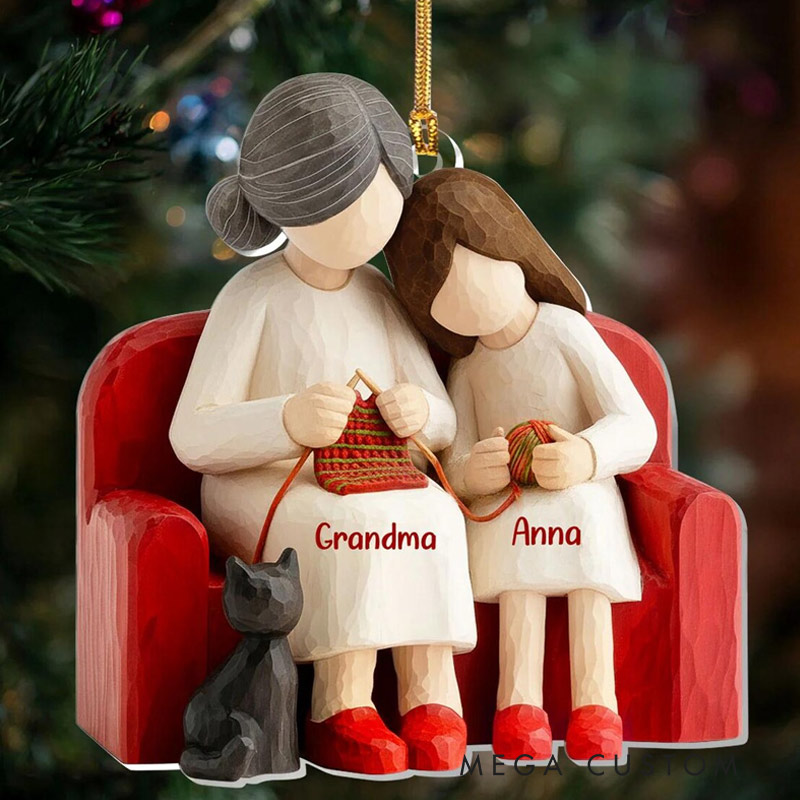 Personalized Just A Girl Who Loves Knitting Custom Christmas Acrylic Ornament for Crochet Lover