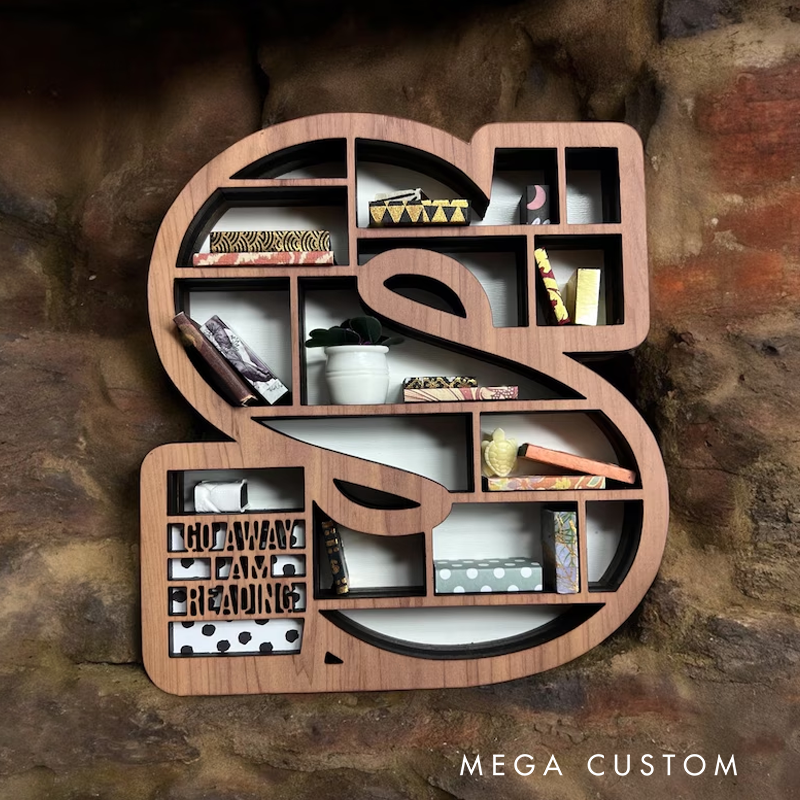 Personalized Alphabet Initial Book Lover Miniature Bookshelf Great Gift for Book Lover Author Teenager or Decor for Book Nook Librarian Gifts