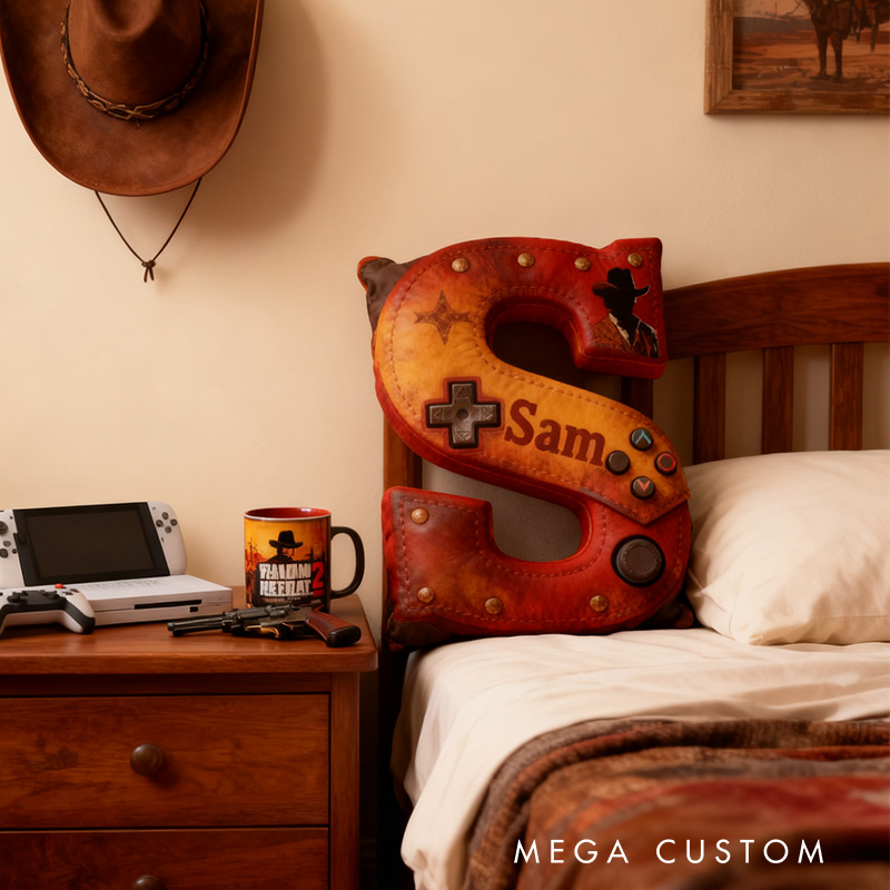 Personalized Graphic 3D Print Western Controller Alphabet Shaped Pillow for Game Lovers Initial Pillow Christmas Gift for Kids