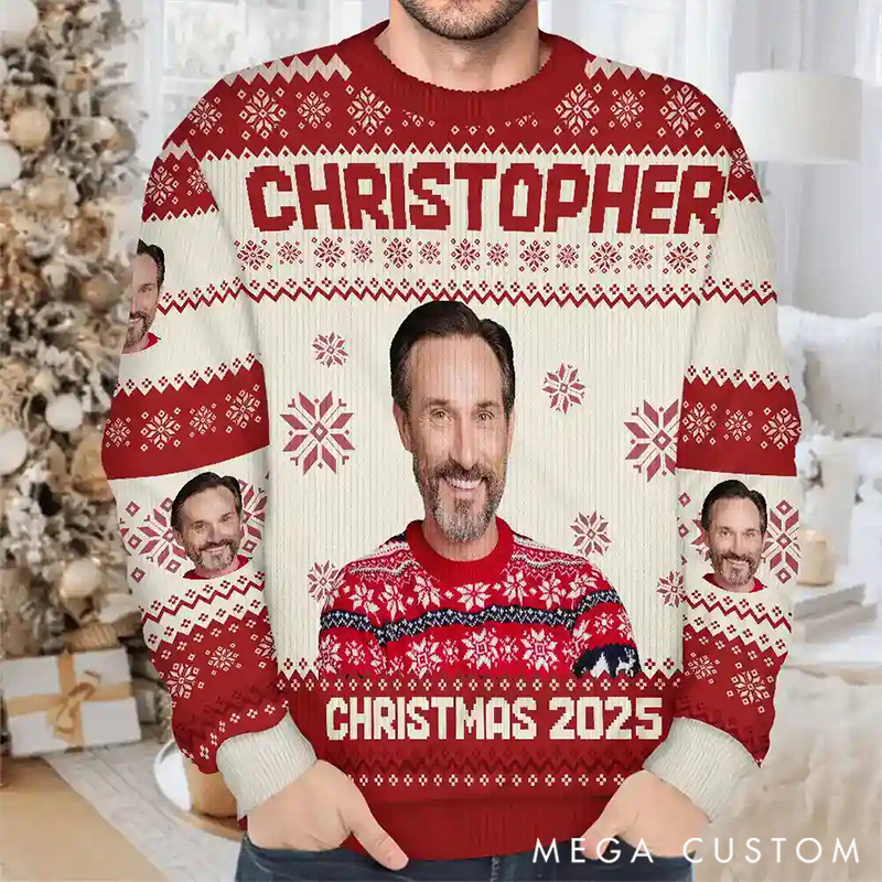Personalized Custom Photo Christmas Family Matching Ugly Sweater Christmas Gift for Family