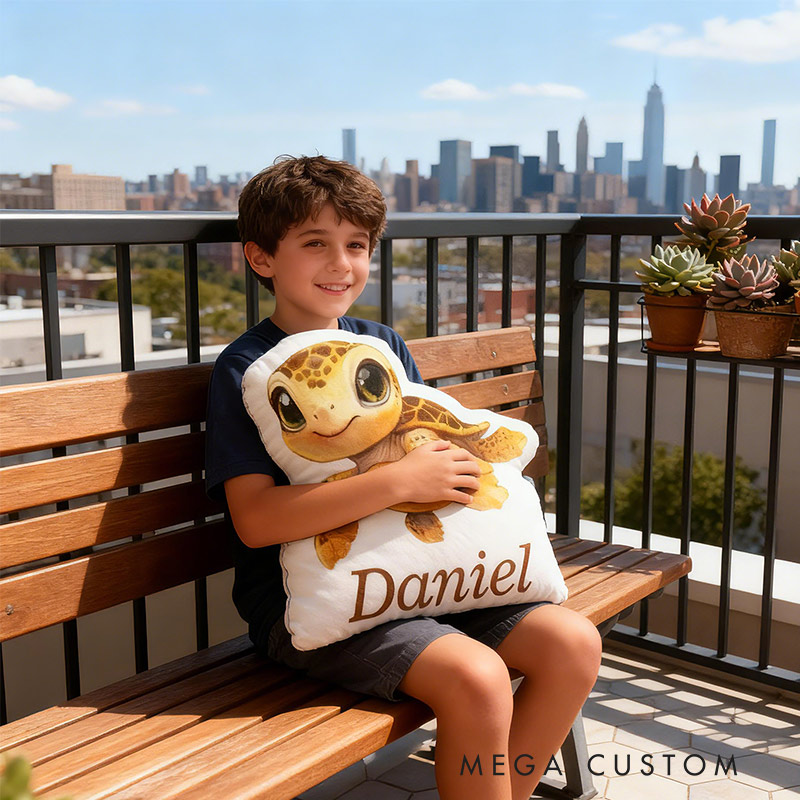 Personalized Yellow Voyage Turtle Pillow Graphic 3D Print Pillow for Travel Lovers