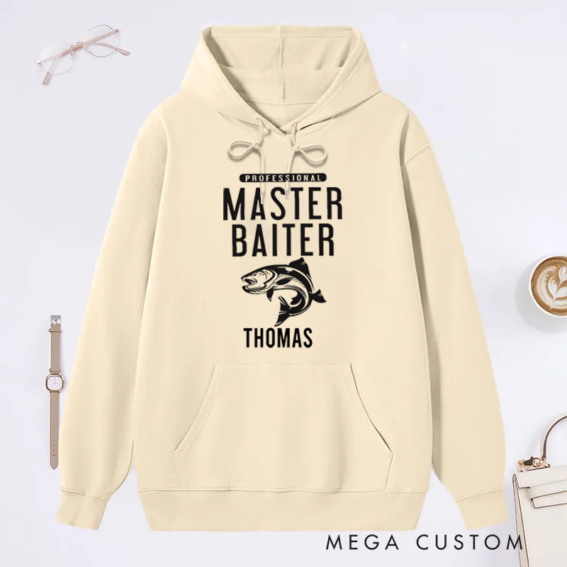 Personalized Fishing Hoodie Master Baiter Hoodie Custom Name Sweatshirt Comfortable and Stylish Gift for Fishing Enthusiasts