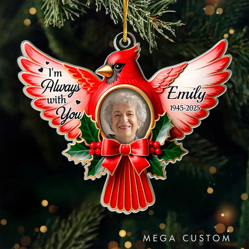 Personalized Photo Cardinal Acrylic Ornament Christmas Memorial Sympathy Gifts for Loss of Loved One A Life Remembered With Love