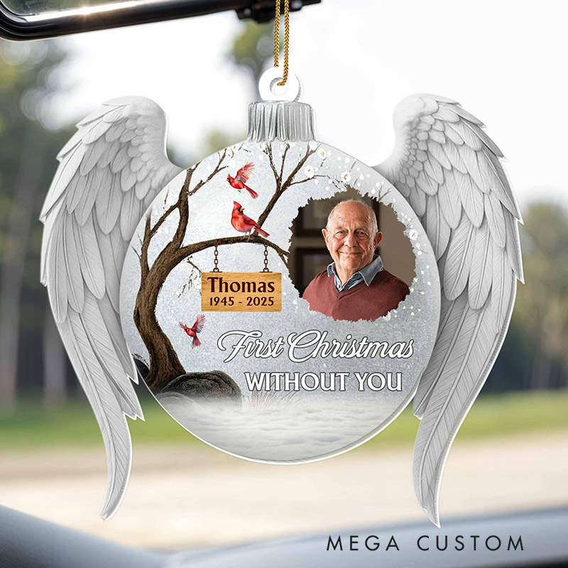 Personalized Acrylic Ornament First Christmas Without You Cardinals and Snow Ornament Gift for Family