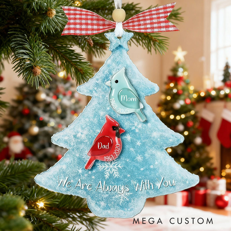 Personalized Memorial Cardinal Sea Glass Ornament Remembrance Christmas Tree Ornament Loss of Parent Sympathy Gift