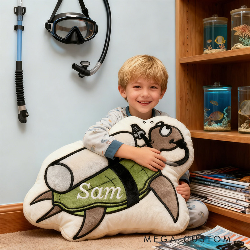 Personalized Diving Turtle Pillow Graphic 3D Print Pillow for Travel Lovers