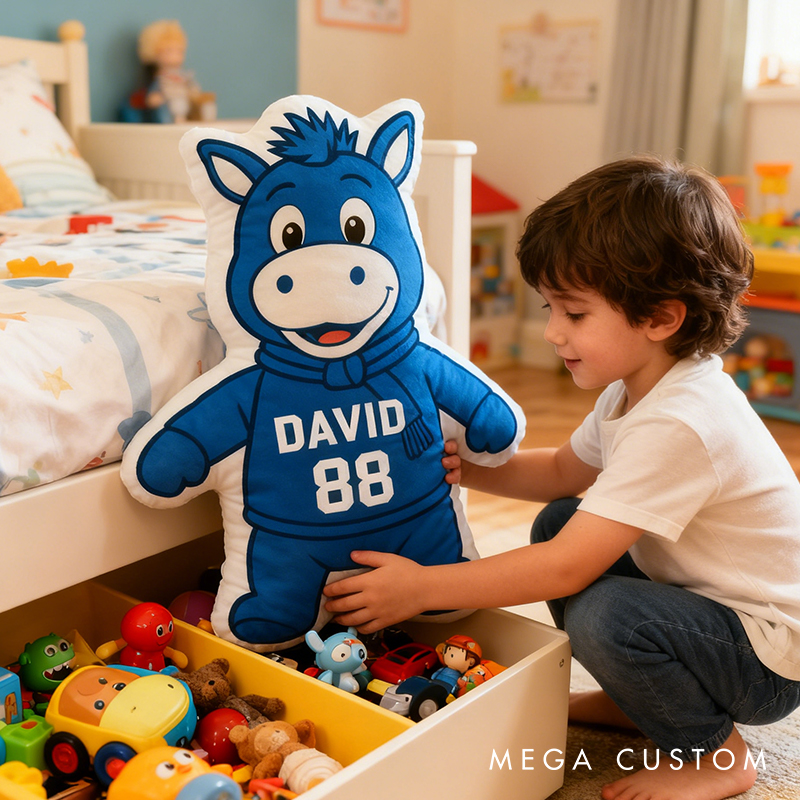 Personalized Sports Mascot Pillow Featuring Custom Name and Number for Kids and Football Fans