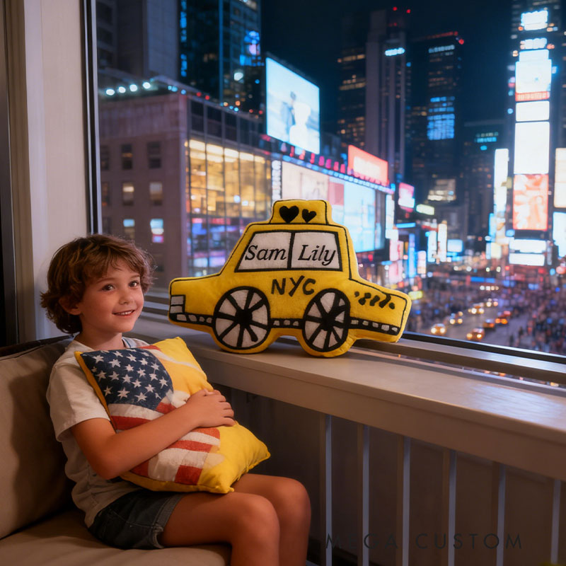 Personalized NYC Taxi Pillow Graphic 3D Print Pillow for Travel Lovers