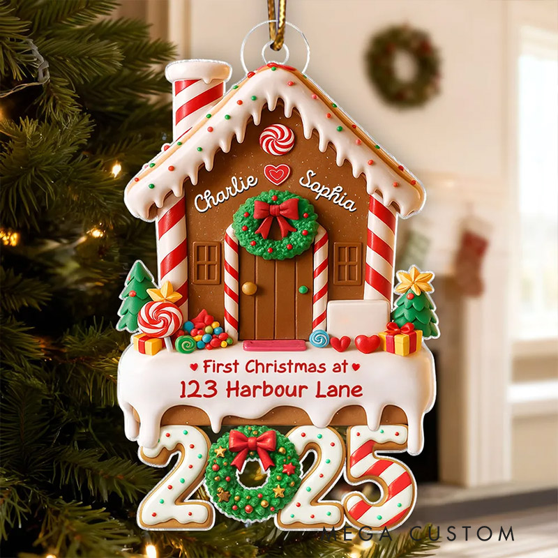 Personalized First Christmas At Our Home Ornament Custom Acrylic Ornament Housewarming Christmas Gift for Couple Family