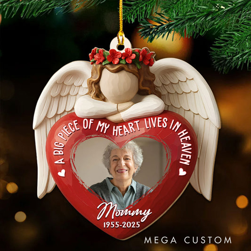 Personalized Wood Ornament A Big Piece Of My Heart Sympathy Gift for Loss of Loved One 