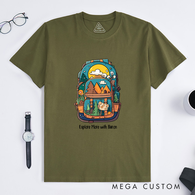 Personalized Travel Backpack T-Shirt Camping Hiking Adventure T-Shirt for Nature Traveling Outdoors Lover Gift