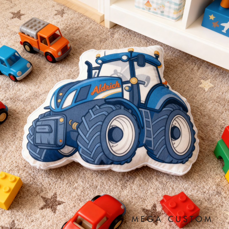 Personalized Tractors with Name Graphic 3D Print Pillow Christmas Gift for Kids or Baby Birthday Gift