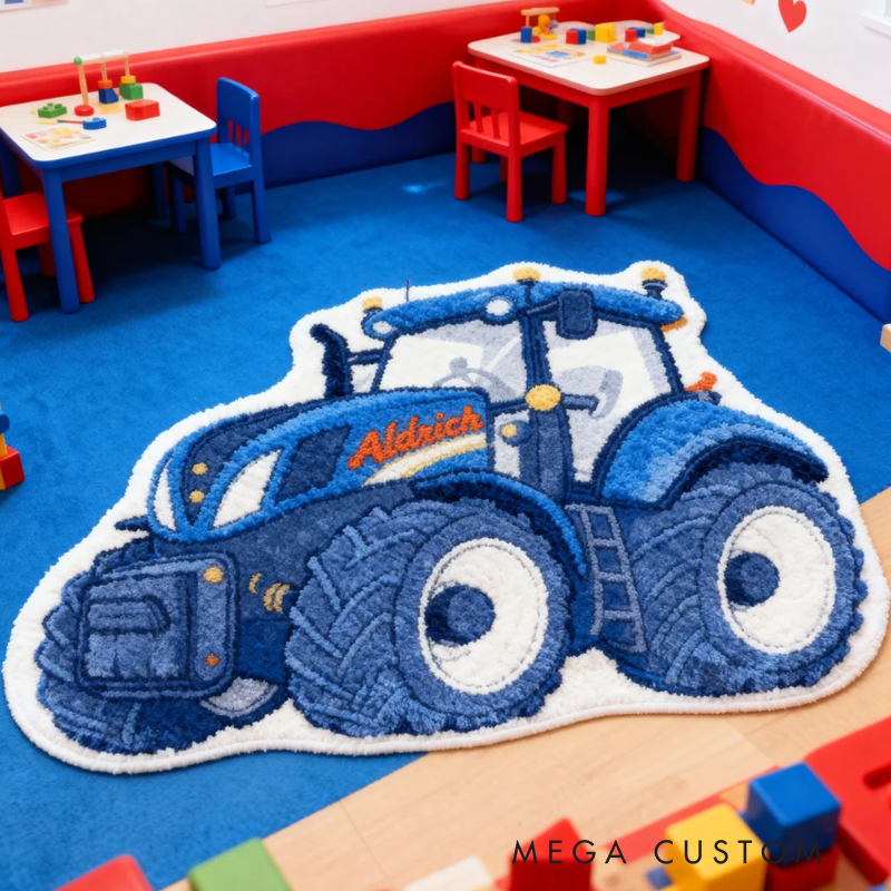 Personalized Tractors with Name Soft Rug Christmas Gift for Kids Rug Birthday Gifts for Kid