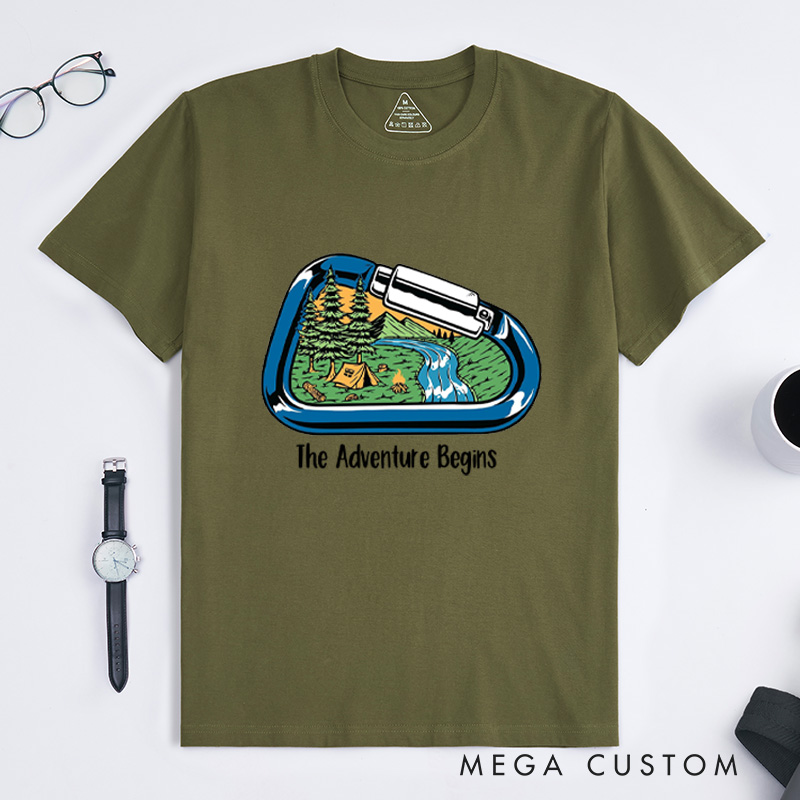 Personalized Carabiner Hiking T-Shirt Camping Mountain Adventure T-Shirt for Nature Traveling Outdoors Lover Gift