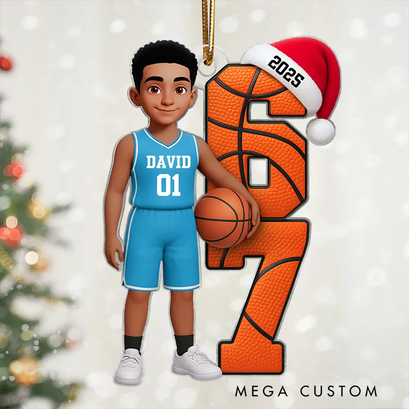 Personalized Basketball Christmas Ornament Highlight Your Name Number and Holiday Spirit