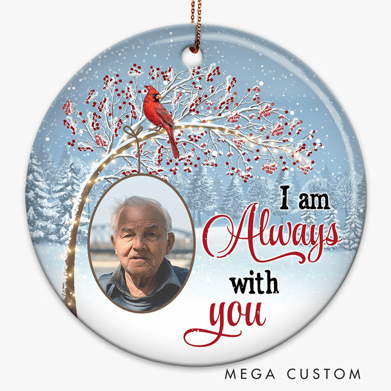Personalized Photo Memorial Ornament Berry Tree Cardinal Ornament Sympathy Christmas Gift for Loss of Loved Ones