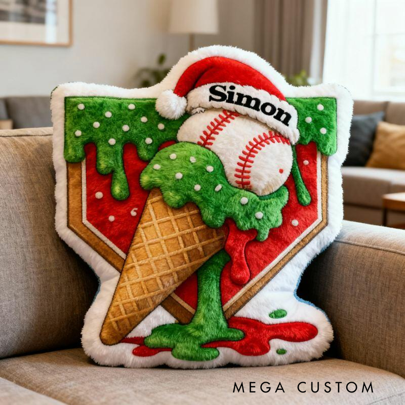 Personalized Baseball Christmas Pillow Add Festive Fun and Your Name to the Holidays