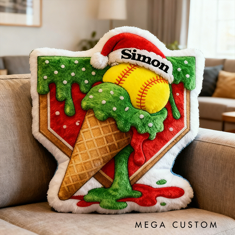 Personalized Softball Christmas Pillow Add a Festive Twist to Your Love for Softball