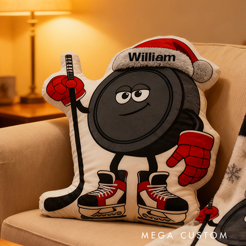 Personalized Ice Hockey Christmas Pillow Bring Holiday Cheer to the Ice with This Festive Design