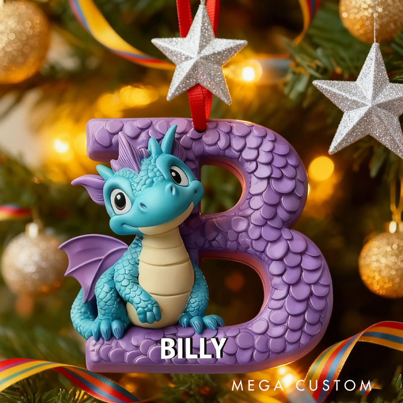 Personalized Dragon Alphabet Acrylic Ornament with Name Fantasy Letter Acrylic Christmas Ornament Gift for Kids Book Club Librarian Book Lovers