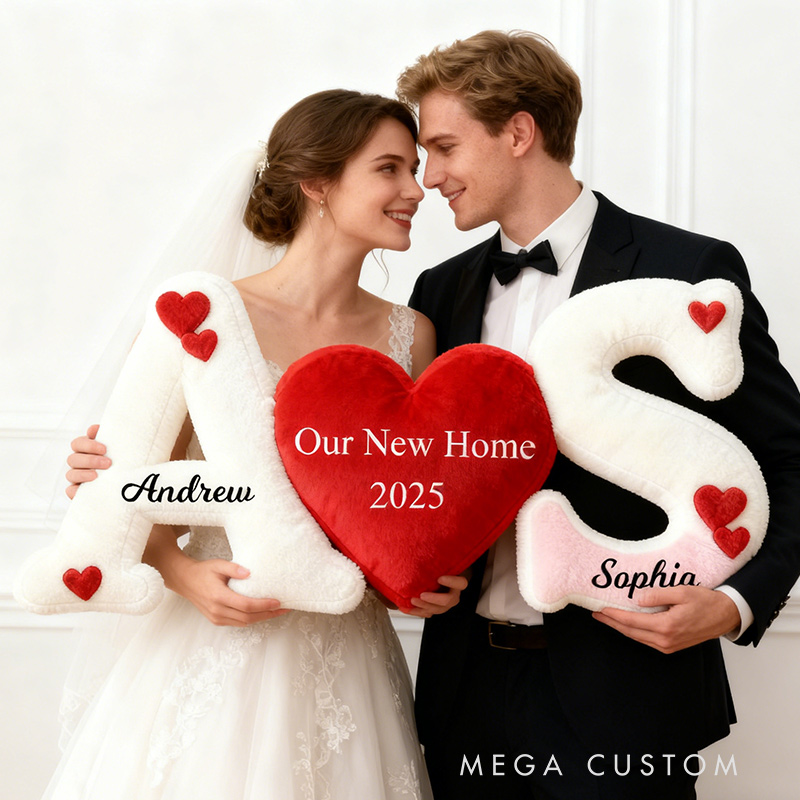 Personalized Letter Pillow with Custom Name Perfect for New Home Gift Wedding Anniversary Keepsake Graphic 3D Print Pillow 