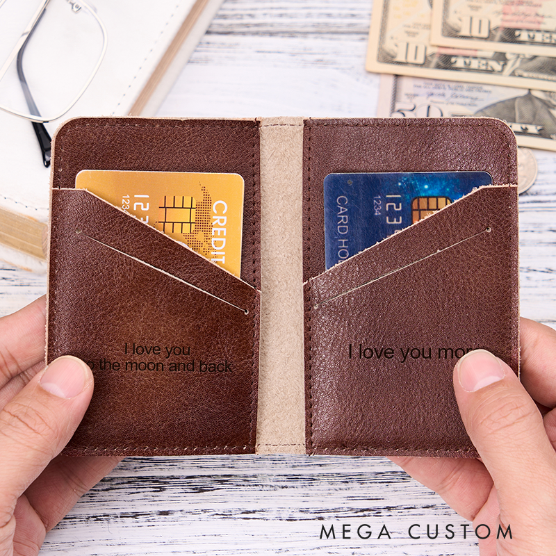 Personalized Leather Wallet with Name Men’s Wallet Custom Wallets for Him Engraved Wallets with Name Trifold Wallet Leather Gift For Him Gift for Husband Boyfriend Father