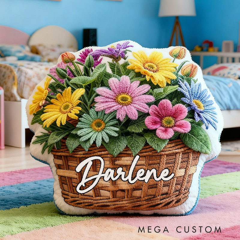 Personalized Name Pillow Flower Baskets Design Elegant Gifts for Children Gardening Lovers Gift